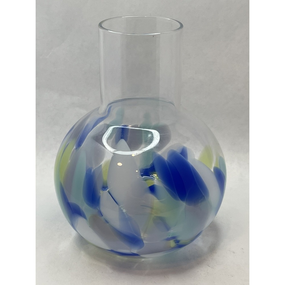 Hand Blown Handmade Confetti Art Glass Bud Vase Multi Color Splatter